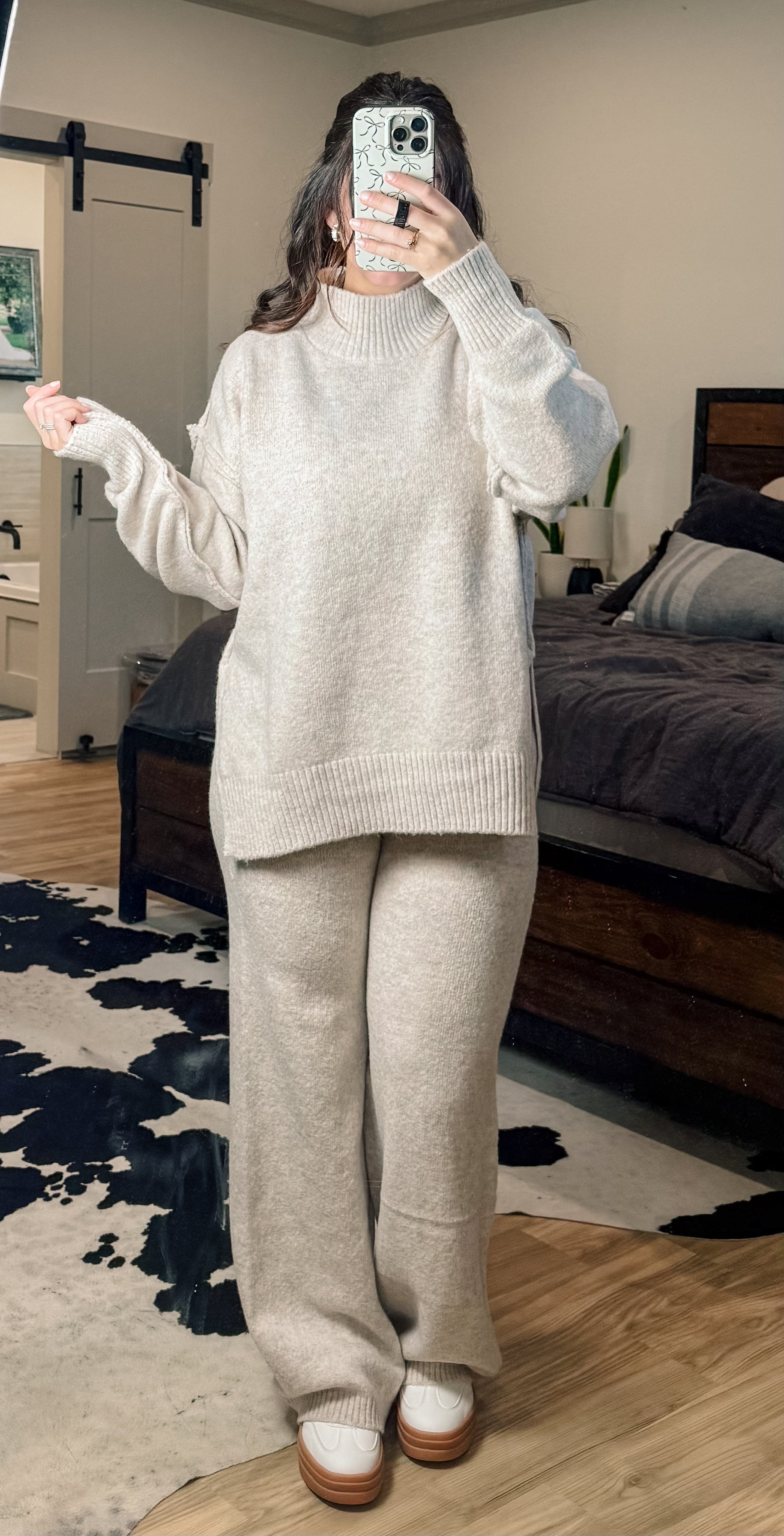 Turtle Neck Knit Sweater Set