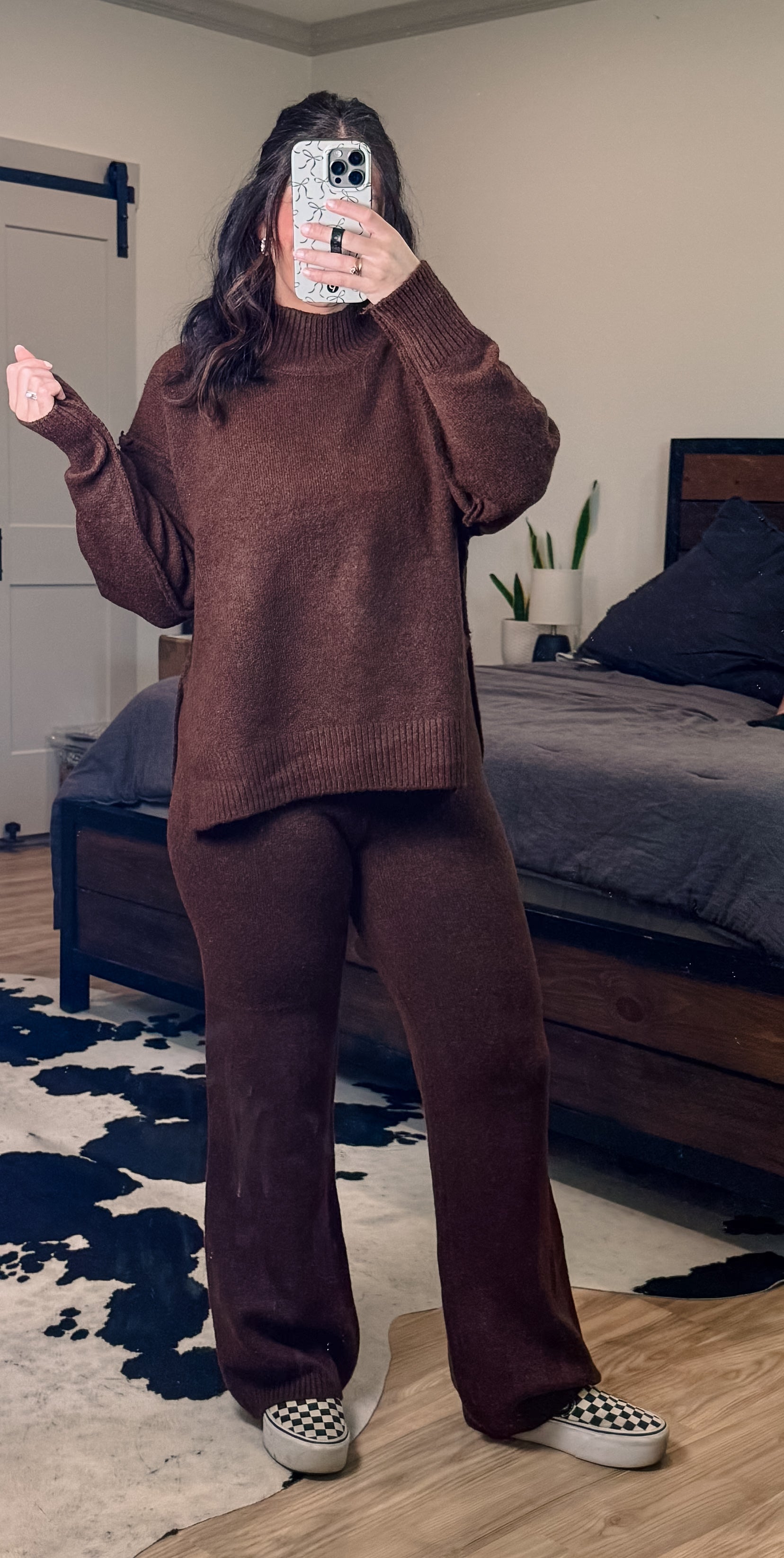 Turtle Neck Knit Sweater Set