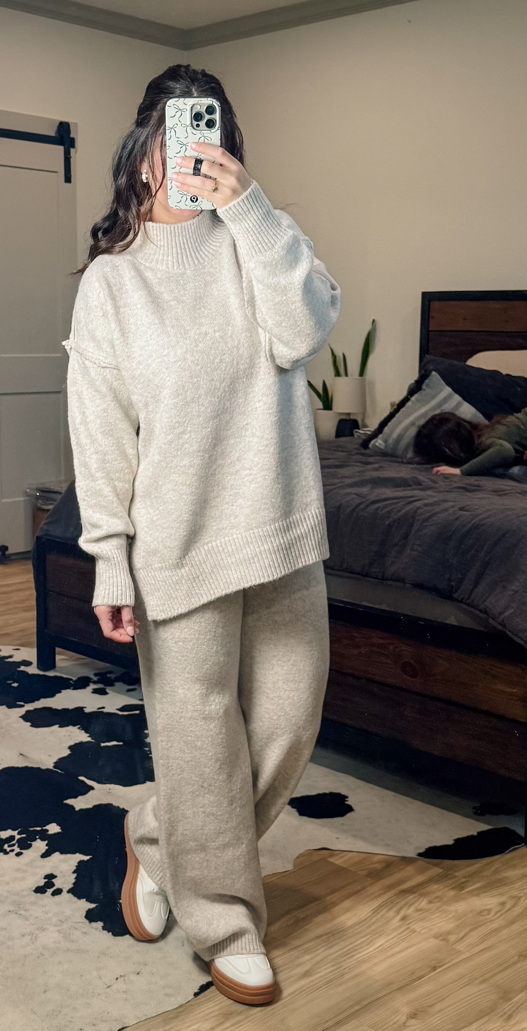 Turtle Neck Knit Sweater Set