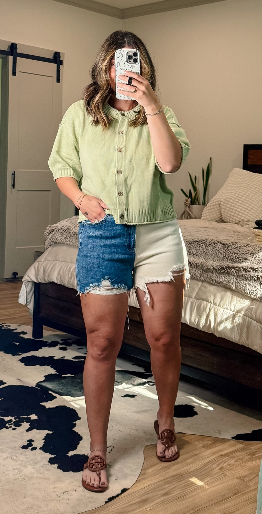 Two Toned Denim Shorts