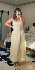 Strapless Lace Trim Midi Dress