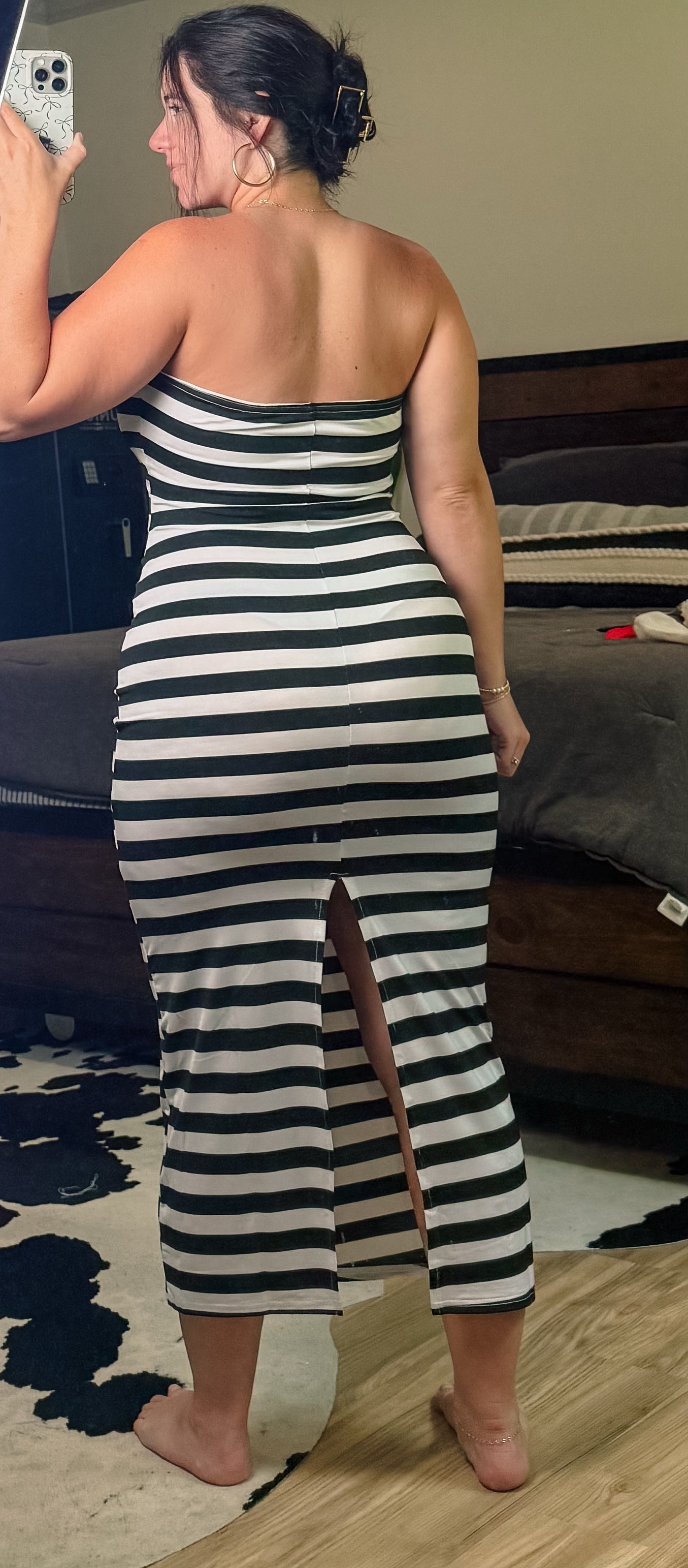 Striped Slit Daily Dress