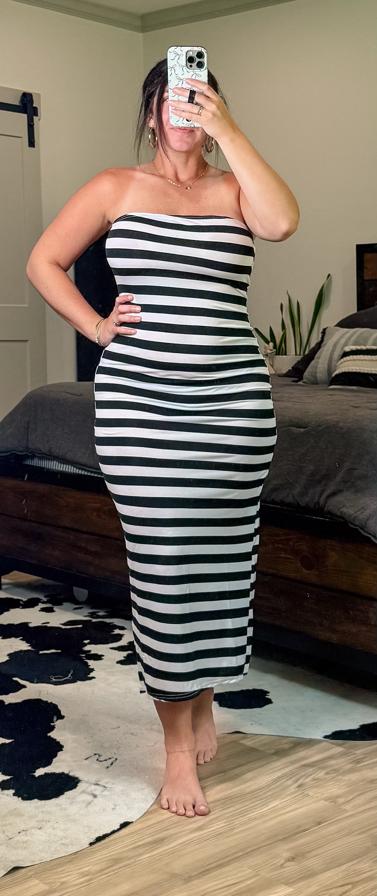 Striped Slit Daily Dress