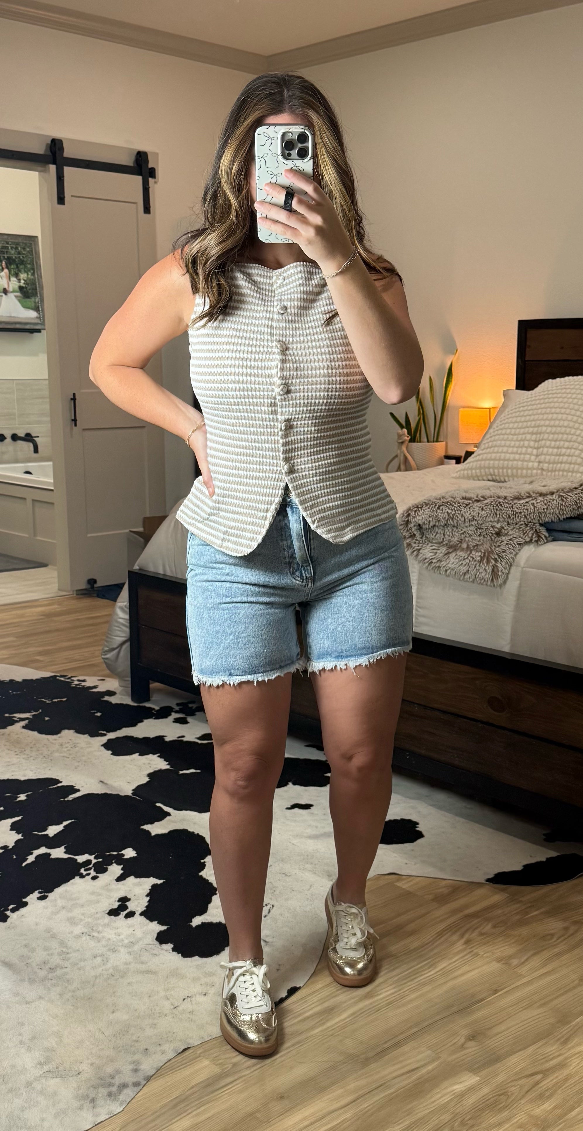 High Waist Raw Hem Denim Shorts