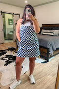 Checkered Overall Dress