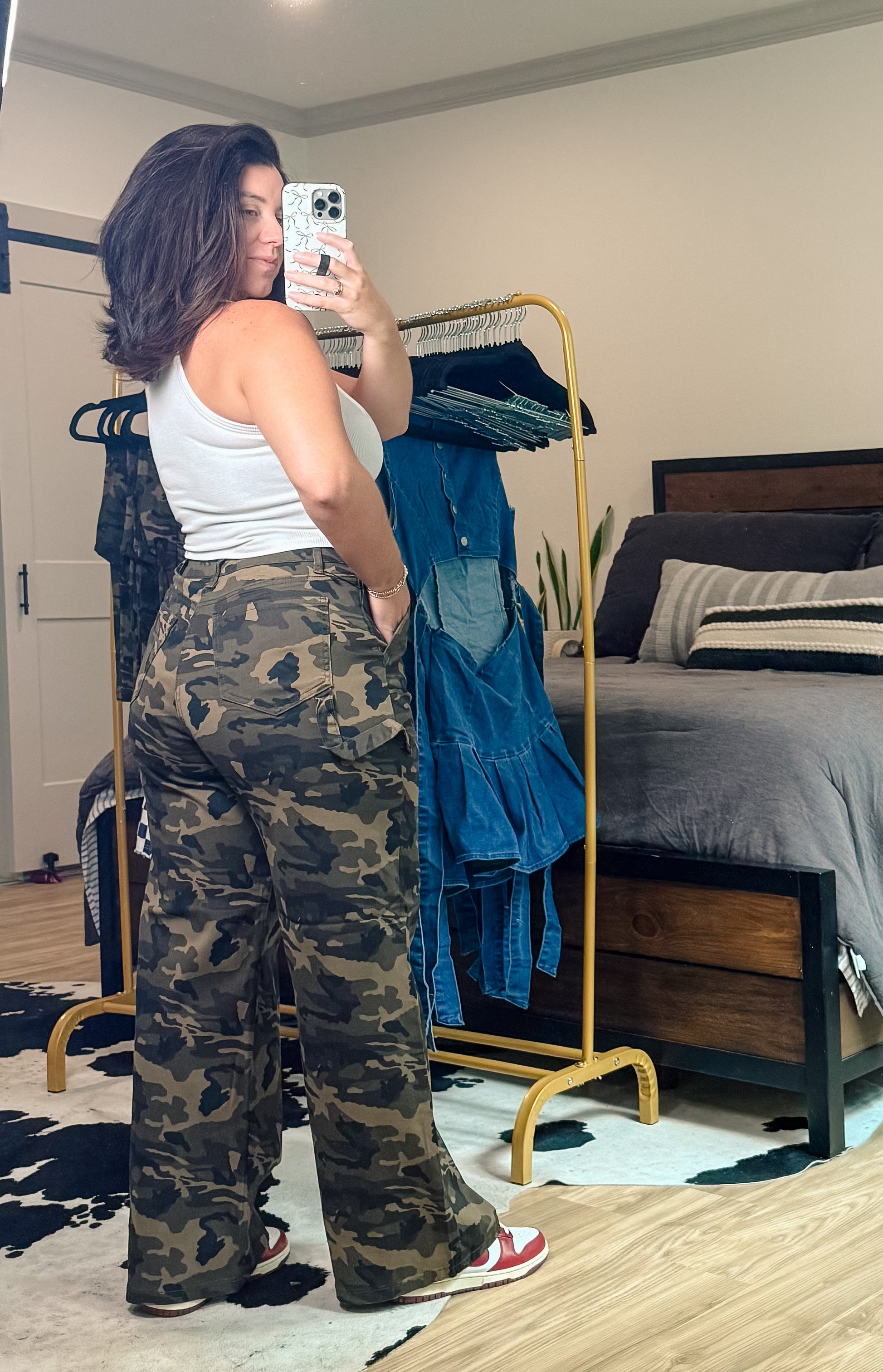 Camo High Waist Straight Leg Pants