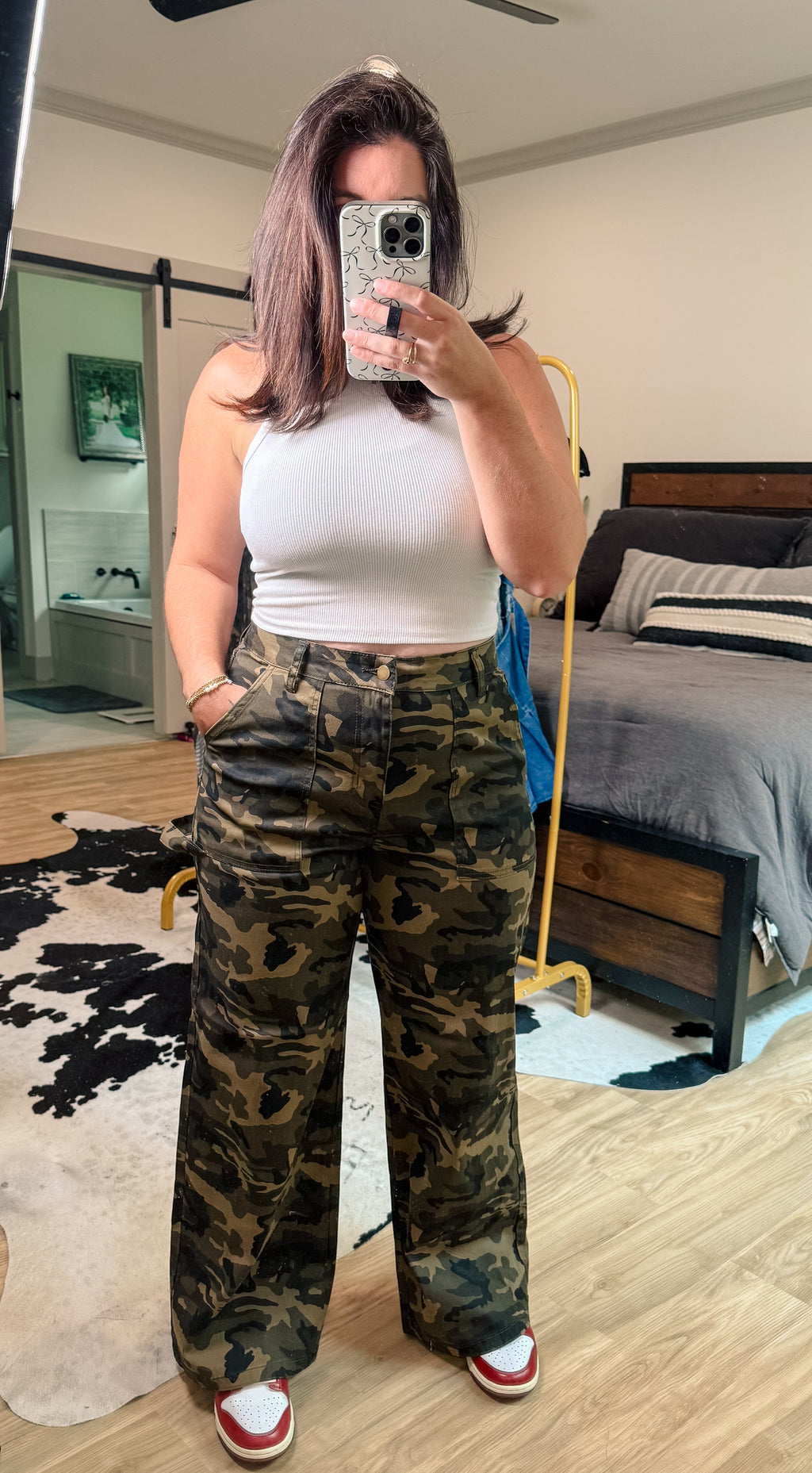Camo High Waist Straight Leg Pants