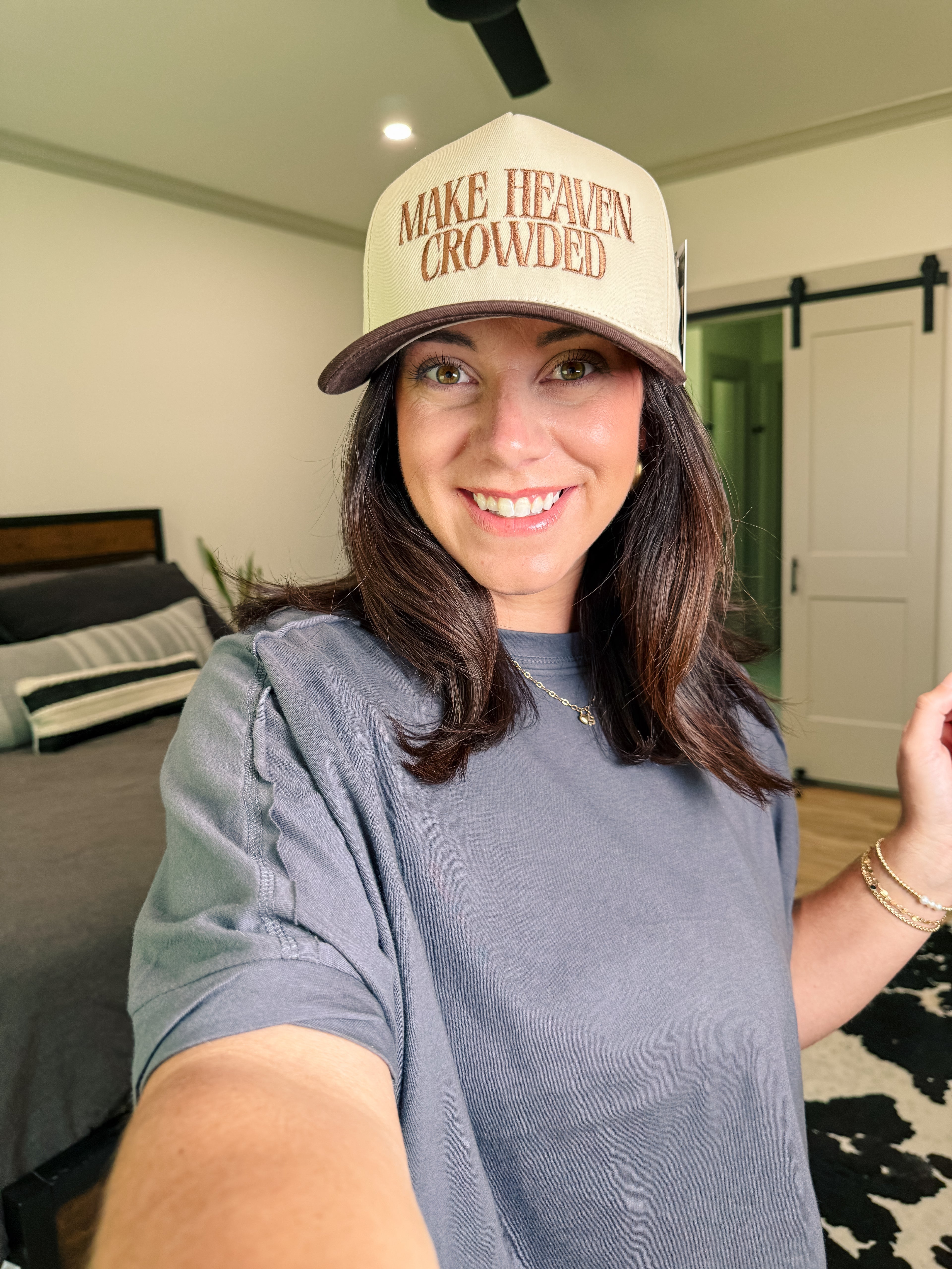 MAKE HEAVEN CROWDED Embroidery Two-Toned Hat