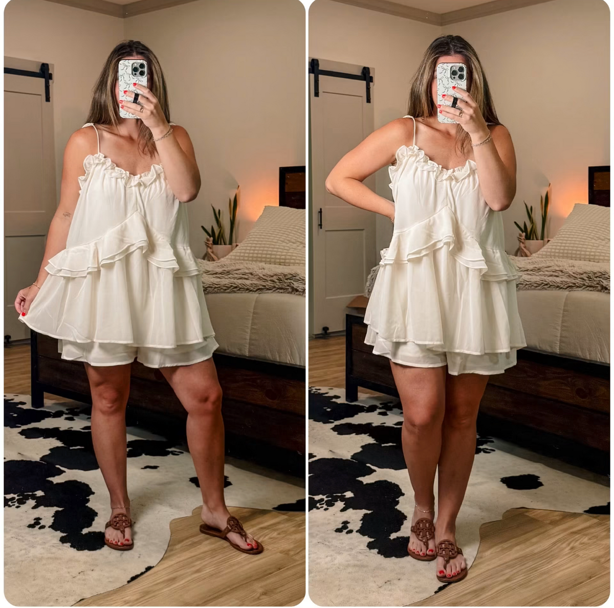 Ruffle Shoulder Tie Romper